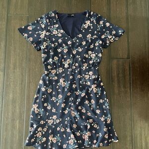 Bloomingdale’s Aqua Navy Floral Mini Dress